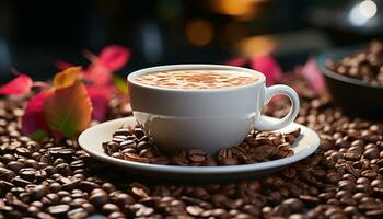 AI generated Freshness in a cup, coffee aroma brings relaxation and refreshment generated by AI photo