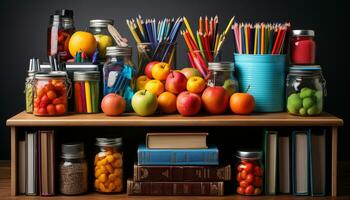 AI generated Healthy eating a colorful collection of fresh fruits and vegetables generated by AI photo