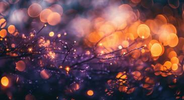 AI generated bokeh effect christmas tree background blurred and shining christmas rings photo