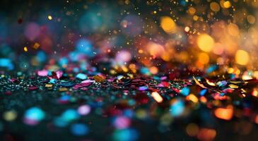 AI generated colorful confetti in a night scene photo