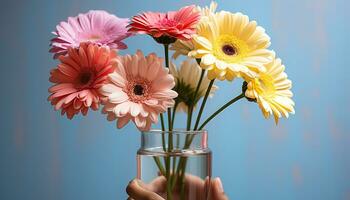 AI generated A vibrant bouquet of gerbera daisies brings summer freshness generated by AI photo