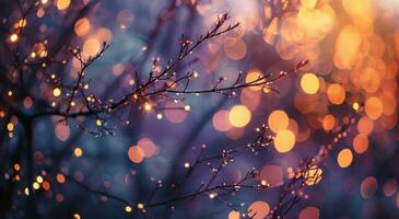 ai generado bokeh efecto Navidad árbol antecedentes borroso y brillante Navidad anillos y luces foto