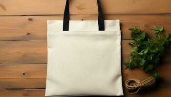 AI generated Wooden handle bag with rustic paper, perfect for carrying gifts generated by AI photo