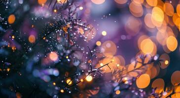 ai generado bokeh efecto Navidad árbol antecedentes borroso y brillante Navidad anillos foto