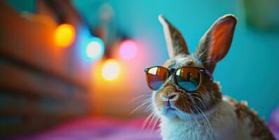 AI generated an image of a bunny wearing sunglasses photo