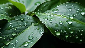 ai generado frescura y belleza en naturaleza mojado hoja refleja vibrante verde generado por ai foto