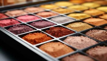 AI generated A vibrant collection of colorful spices in a large container generated by AI photo