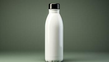 AI generated Fresh milk in a clean glass bottle, healthy and organic generated by AI photo