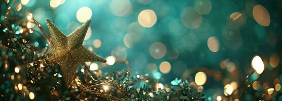 AI generated bokeh background with gold star and shiny rings photo