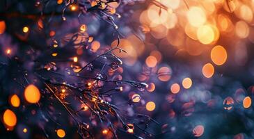 ai generado bokeh efecto Navidad árbol antecedentes borroso y brillante Navidad anillos foto