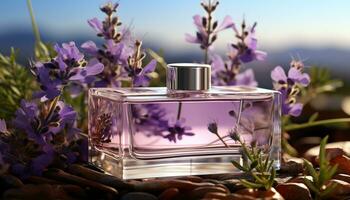 AI generated Scented lilac blossom, nature perfume, brings relaxation and freshness generated by AI photo