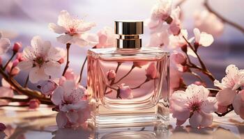 AI generated Freshness and beauty in nature pink flower blossom, scented perfume generated by AI photo