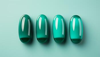 AI generated Shiny green pill symbolizes success in healthcare and medicine generated by AI photo
