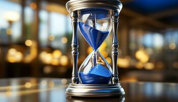 AI generated Time flows like sand in an antique hourglass generated by AI photo