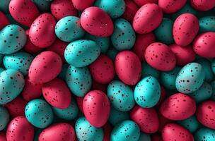 AI generated easter background seamless pattern with lots of red eggs photo