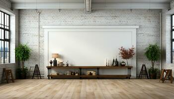 AI generated Modern loft apartment with clean, bright, and elegant interior design generated by AI photo