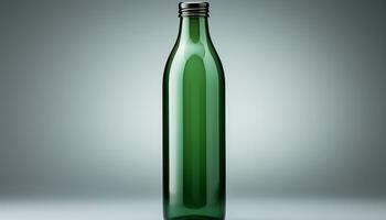 AI generated Empty wine bottle with green label, symbolizing freshness and winery generated by AI photo