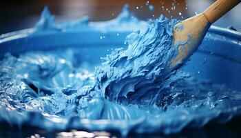 ai generado frescura de naturaleza en un azul ola de fluido agua generado por ai foto