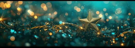 AI generated bokeh background with gold star and shiny rings photo