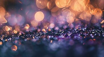 AI generated bokeh effect christmas tree background blurred and shining christmas rings photo