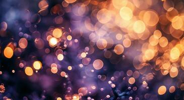 AI generated bokeh effect christmas tree background blurred and shining christmas rings photo