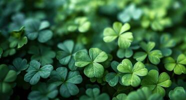 AI generated green shamrock leaves background photo