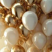 AI generated large number of balloon gold foil and white photo