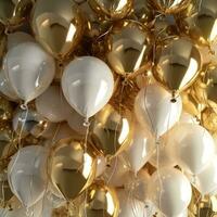 AI generated large number of balloon gold foil and white photo