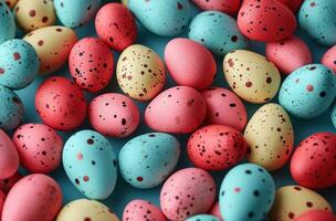 AI generated easter background seamless pattern with lots of red eggs photo