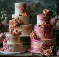 AI generated floral wedding cakes photo