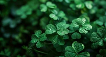 AI generated green shamrock leaves background photo