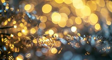 ai generado oro disco luces en antecedentes Navidad foto