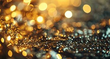 AI generated gold disco lights on background christmas photo