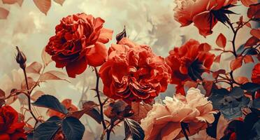 AI generated pdn red roses, wallpapers and backgrounds photo