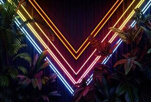 AI generated neon neon triangle jungle wallpaper tropical music photo