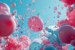 AI generated pink and blue balloons being released photo