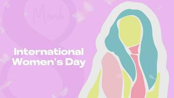 rörelse hoppar animering av öppning 8 Mars internationell kvinnor dag bakgrund video