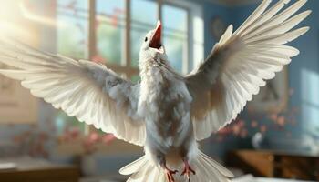 AI generated Flying seagull spreads wings, symbolizing freedom and spirituality generated by AI photo