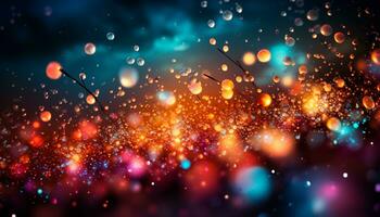 AI generated Abstract glowing backdrop with multi colored circles exploding in space generated by AI photo