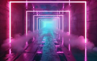 AI generated the neon light makes a glowing pathway photo