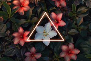 AI generated neon neon triangle jungle wallpaper tropical music photo