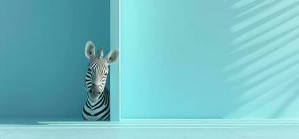 AI generated view of the zebra peeking into the wall zebra photo