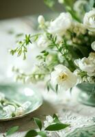 AI generated spring tablescape bckground photo