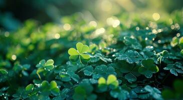 AI generated st patricks day green clovers wallpaper photo