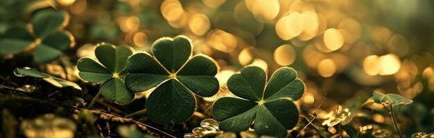 AI generated st patrick's day gold clovers photo