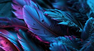 AI generated some colorful feathers on top of a black background photo