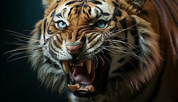 ai generado majestuoso Tigre curioso, feroz y furioso en el salvaje generado por ai foto