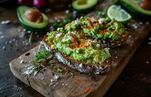 AI generated avocado toast with an agave syrup photo