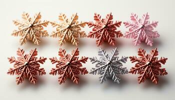 AI generated Winter snowflake decoration on white background, a symbol of celebration generated by AI photo