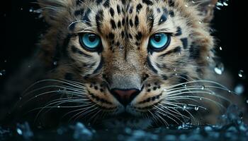 ai generado linda Tigre gatito curioso, mojado pelo, belleza en naturaleza generado por ai foto